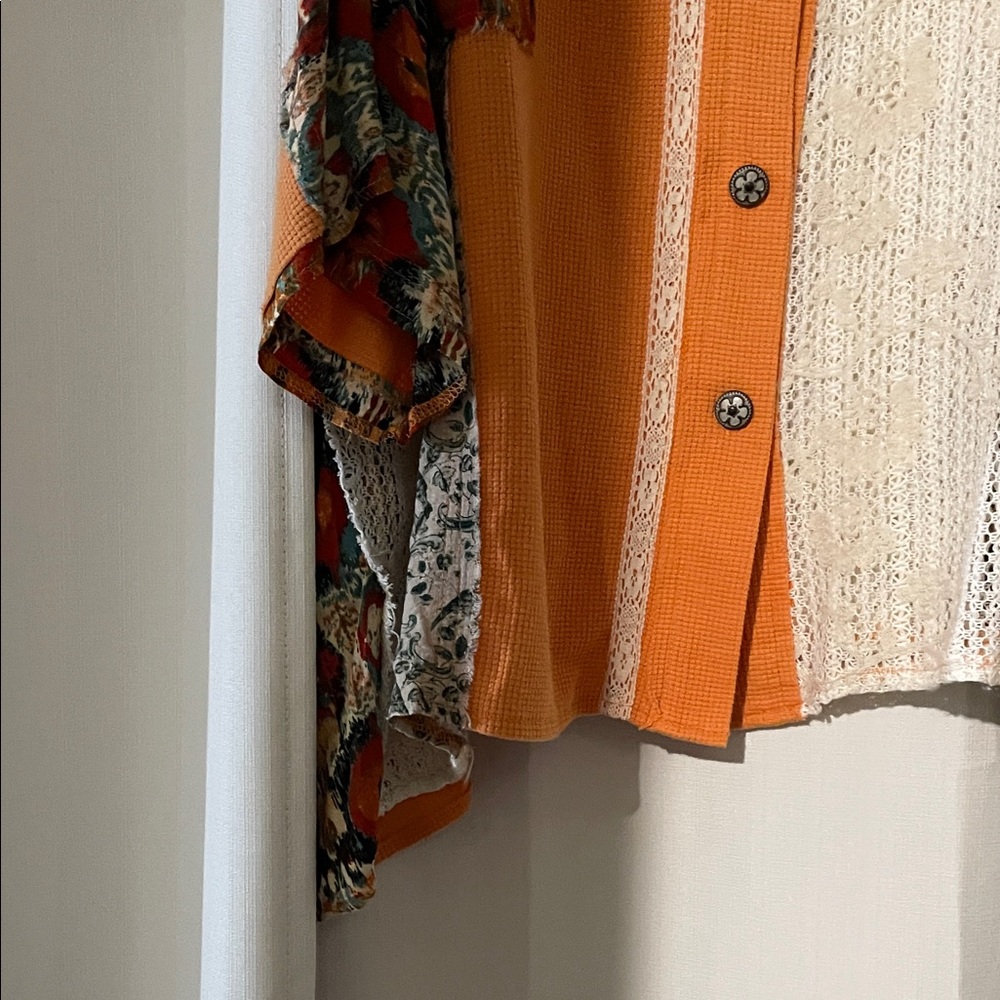 POL Orange and Multicolor Patchwork Blouse - image 5
